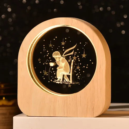 3D Wooden LED Night Light â Decorative Table Lamp