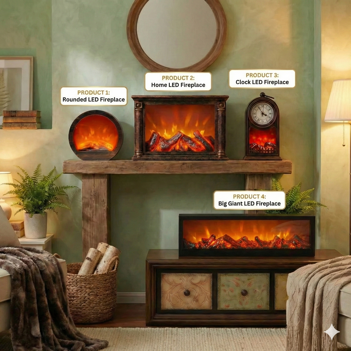 Decorative LED Fireplace - Home Decor Showpiece