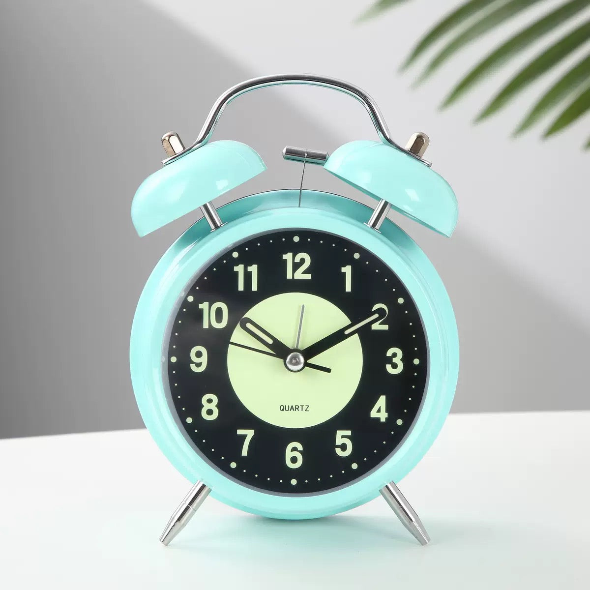 Vintage Silent Twin Bell Alarm Clock with Night Light