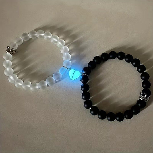 Radium Magnetic Heart Couple Bracelet Set
