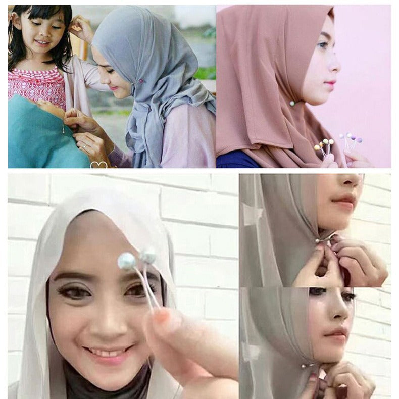 12 Pcs Colorful Pearl Hijab Scarf Pins for Women