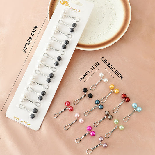 12 Pcs Colorful Pearl Hijab Scarf Pins for Women