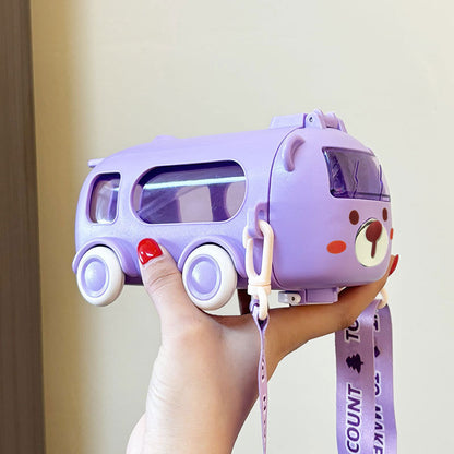 Bus Car Water Bottle 500ml – Leak Proof, Cute Design for Kids School & Outdoor