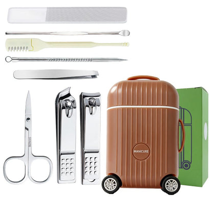 Mini Travel Suitcase Manicure & Pedicure Nail Care Kit (8 in 1)