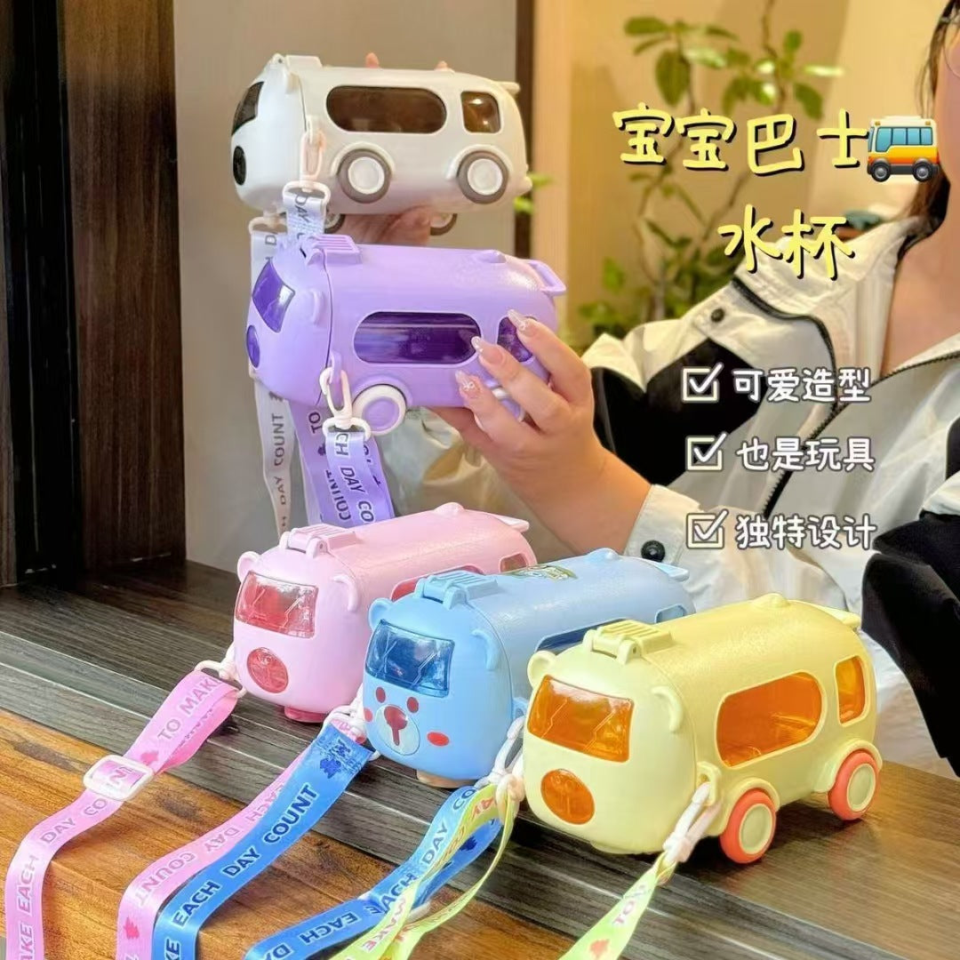Bus Car Water Bottle 500ml – Leak Proof, Cute Design for Kids School & Outdoor