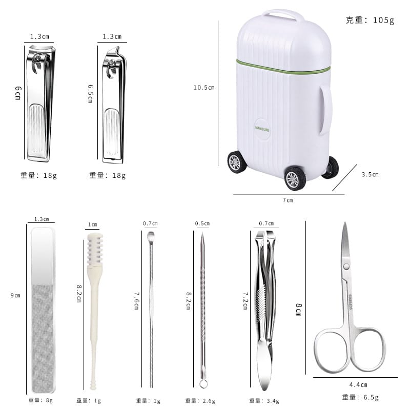 Mini Travel Suitcase Manicure & Pedicure Nail Care Kit (8 in 1)