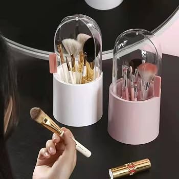 Makeup Brush Holder with Dustproof Cover