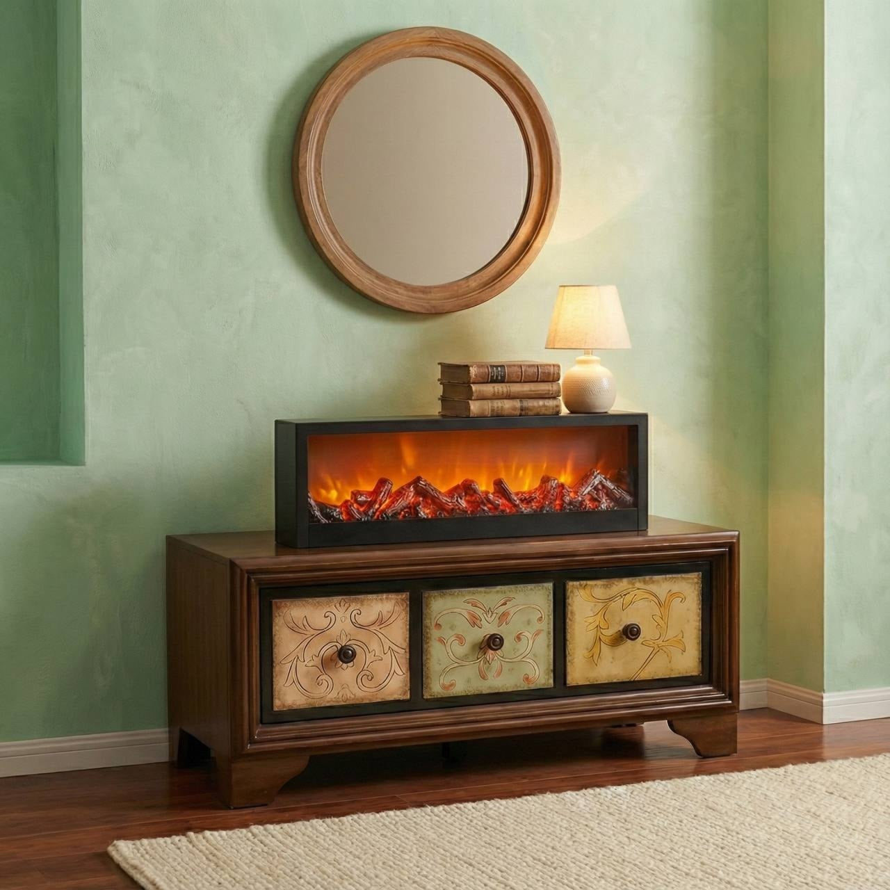 60cm wide LED fireplace lamp with realistic flame effect in Bangladesh, modern decorative electric fireplace for home decor by Mubaly