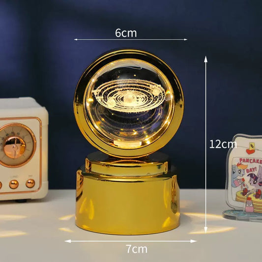 3D Crystal Ball USB LED Night Light with Wooden Base