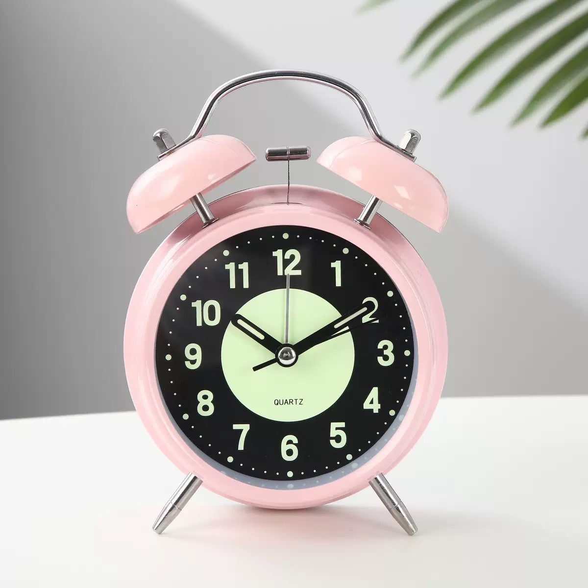 Vintage Silent Twin Bell Alarm Clock with Night Light