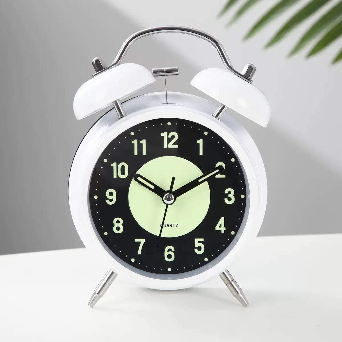 Vintage Silent Twin Bell Alarm Clock with Night Light