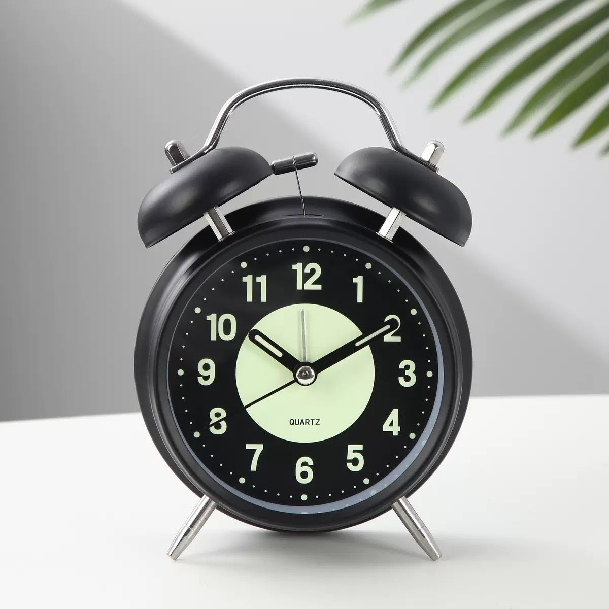 Vintage Silent Twin Bell Alarm Clock with Night Light
