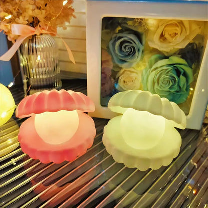 Pearl Shell LED Night Light – Cute Decorative Table Lamp