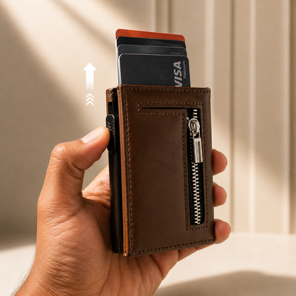 Artemis RFID Slim Wallet for Men | Zip Cash,Coin Pocket & Card Holder