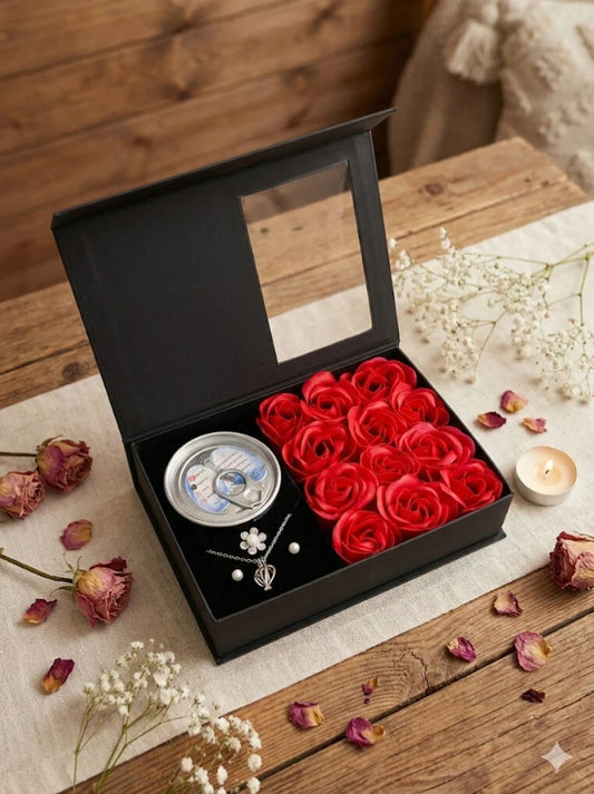 Love Forever Rose Gift Box with Pearl Necklace