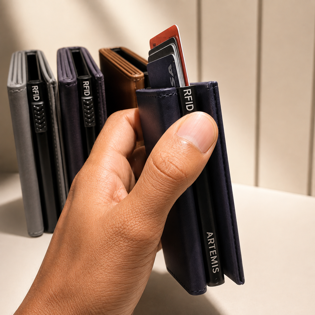 Artemis RFID Slim Wallet for Men | Zip Cash,Coin Pocket & Card Holder