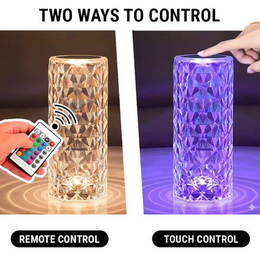 Rose Diamond Crystal RGB Table Lamp with Remote