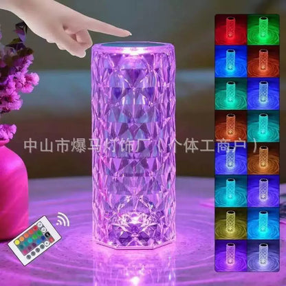 Rose Diamond Crystal RGB Table Lamp with Remote