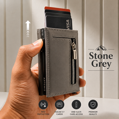 Artemis RFID Slim Wallet for Men | Zip Cash,Coin Pocket & Card Holder