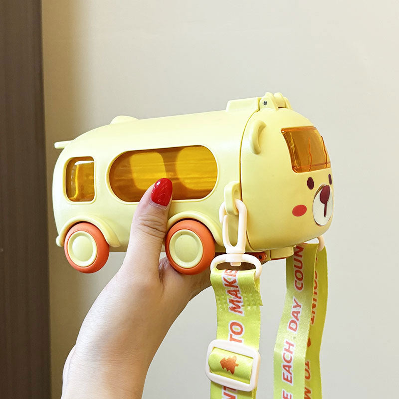 Bus Car Water Bottle 500ml – Leak Proof, Cute Design for Kids School & Outdoor
