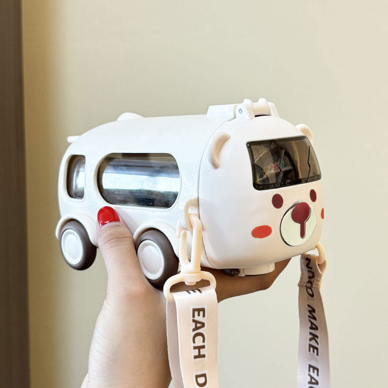 Bus Car Water Bottle 500ml – Leak Proof, Cute Design for Kids School & Outdoor