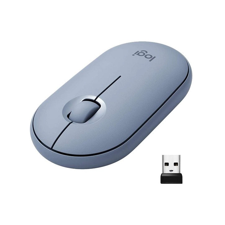 Logitech Pebble M350 blue grey wireless mouse slim and portable design