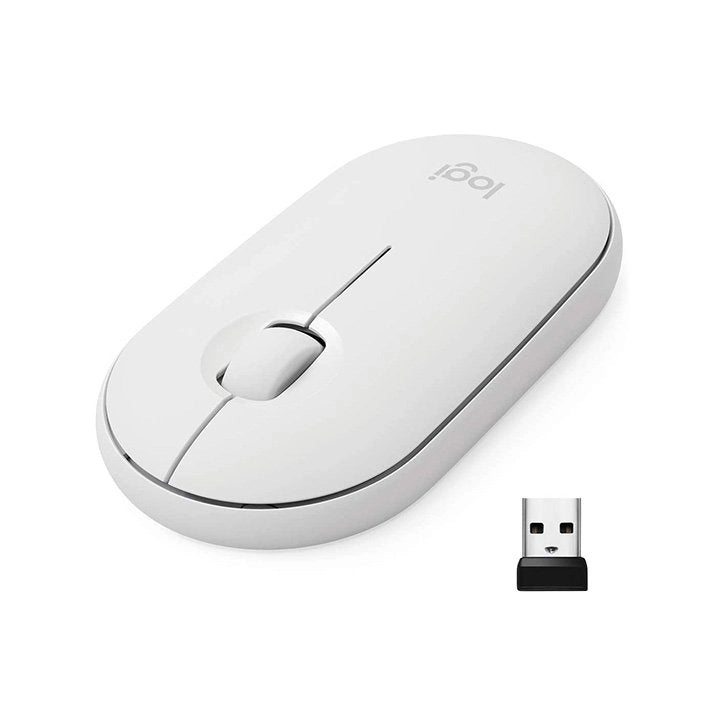White Logitech Pebble M350 bluetooth mouse for laptop use in Bangladesh