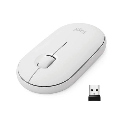 White Logitech Pebble M350 bluetooth mouse for laptop use in Bangladesh
