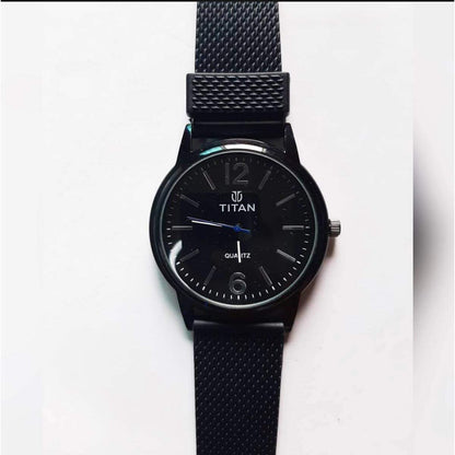 Titan Style Men’s Classic Quartz Watch with Black Strap