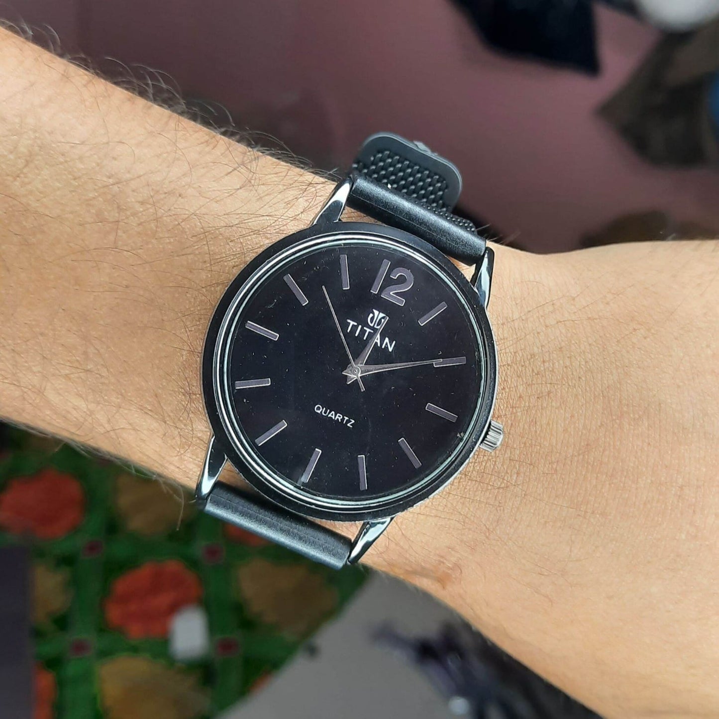 Titan Style Men’s Classic Quartz Watch with Black Strap