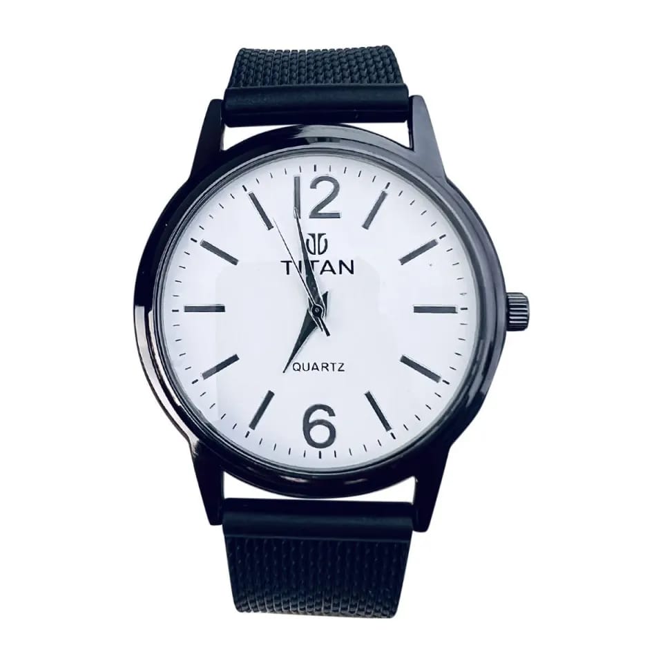 Titan Style Men’s Classic Quartz Watch with Black Strap