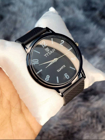 Titan Style Men’s Classic Quartz Watch with Black Strap