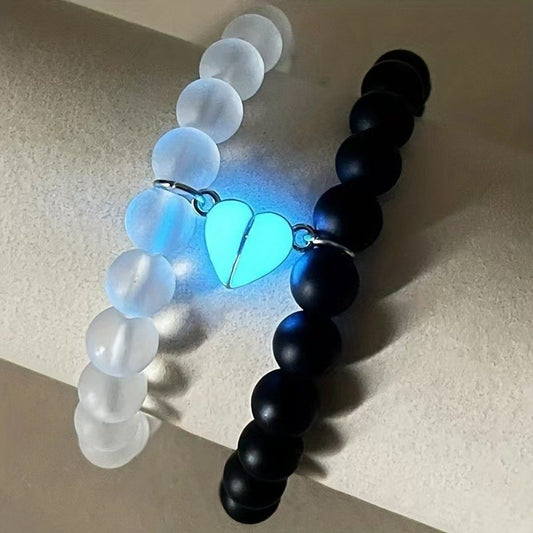 Radium Magnetic Heart Couple Bracelet Set