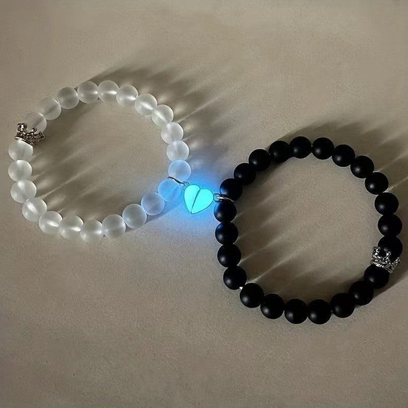 Radium Magnetic Heart Couple Bracelet Set